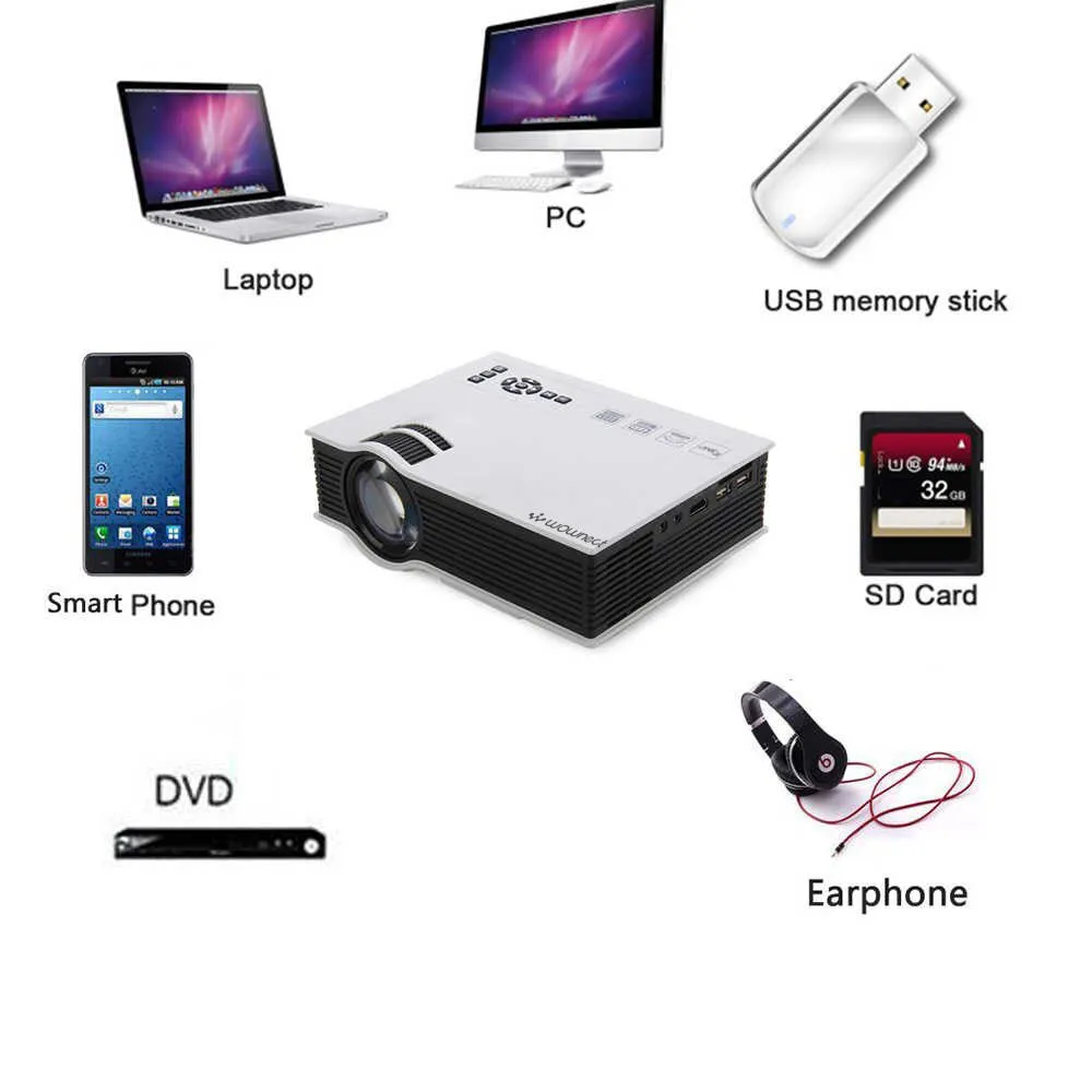 UC68B Home Theater Multimedia Home Theater Projector 80ANSI HD Projector [ HDMI USB SD AV VGA DLAN ] Gaming Projector