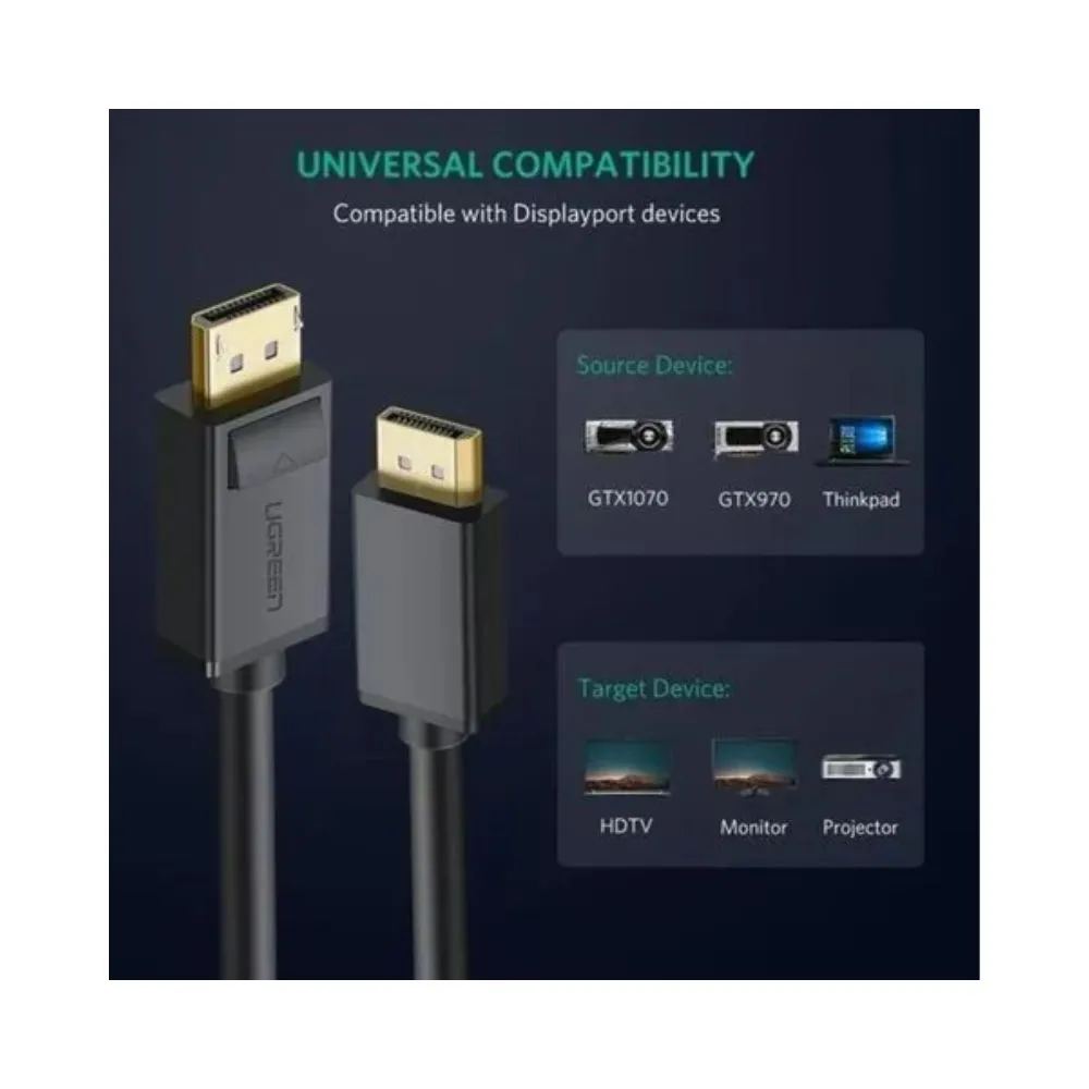 Ugreen 10213 DP Male to Male Cable 5m (black)