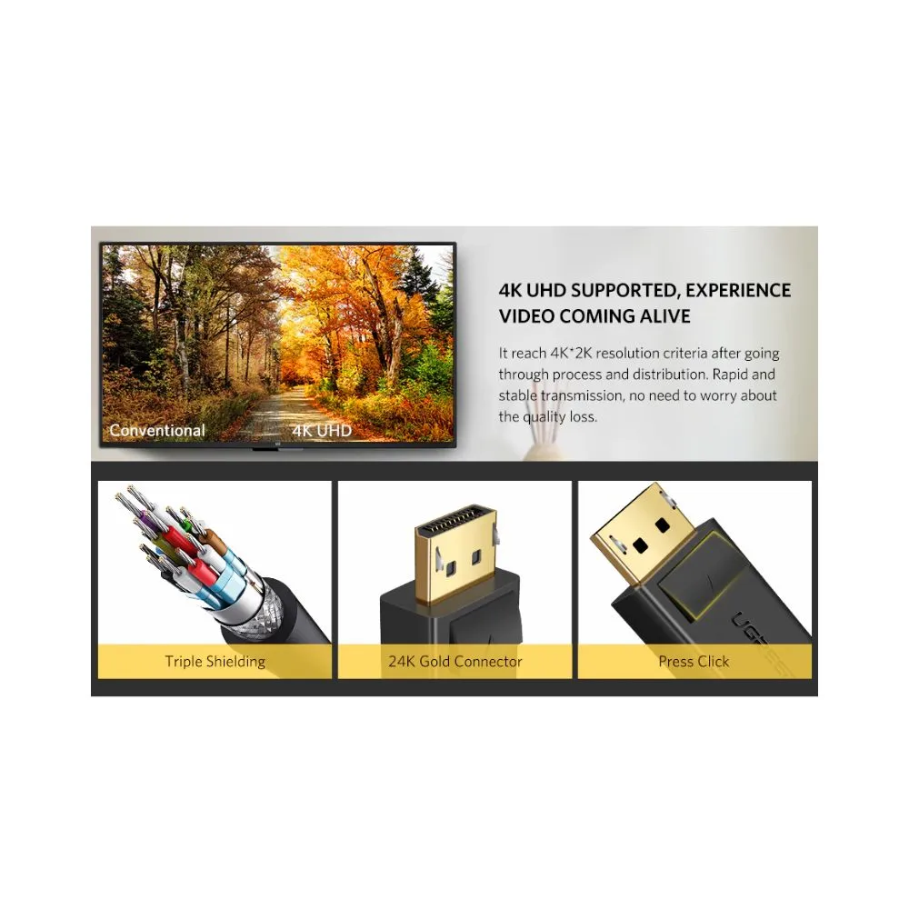 Ugreen 10213 DP Male to Male Cable 5m (black)