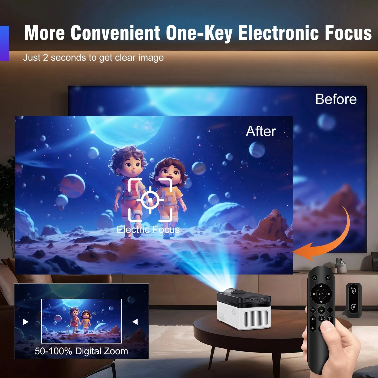Ultra Short Throw 4K Projector With Auto Offset