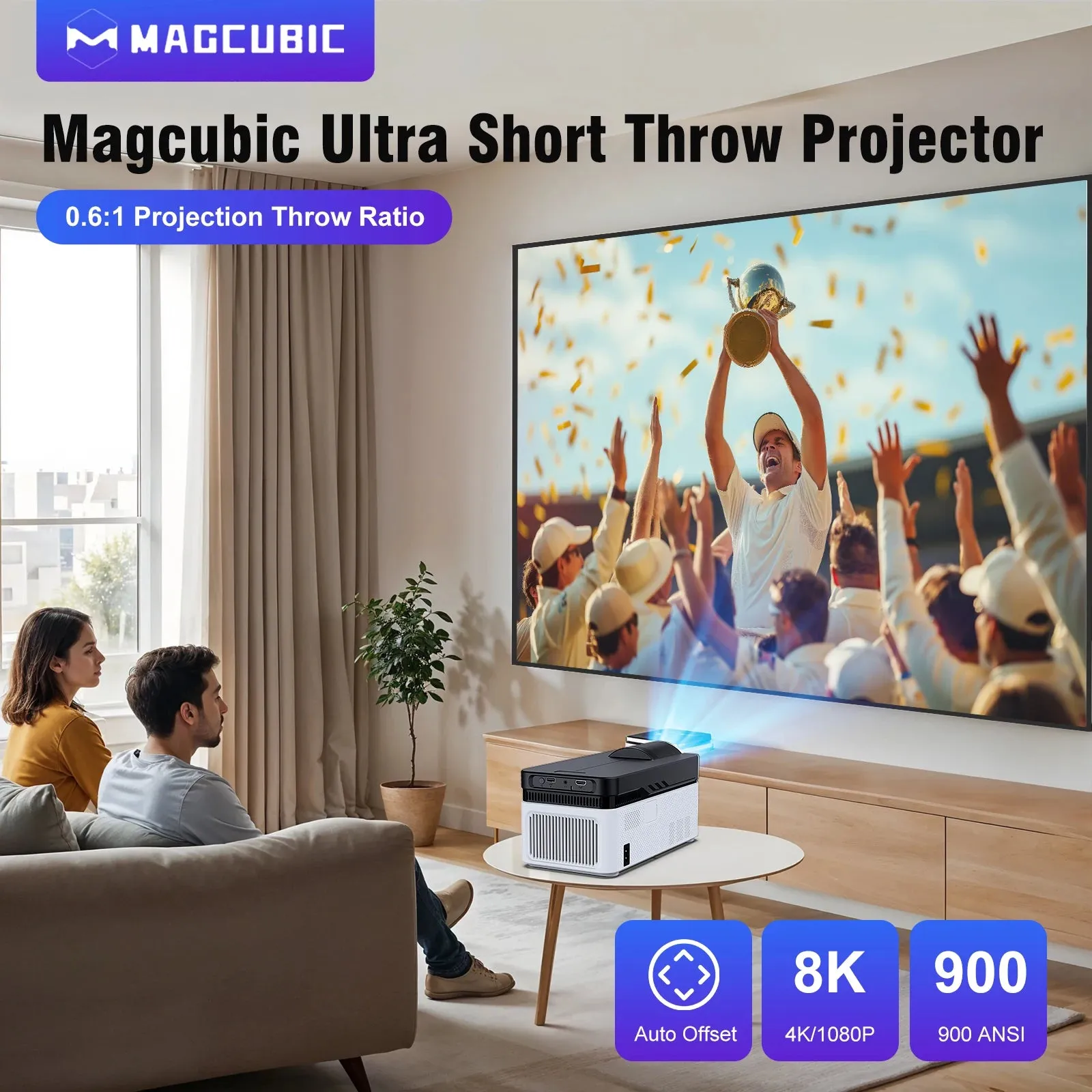 Ultra Short Throw 4K Projector With Auto Offset