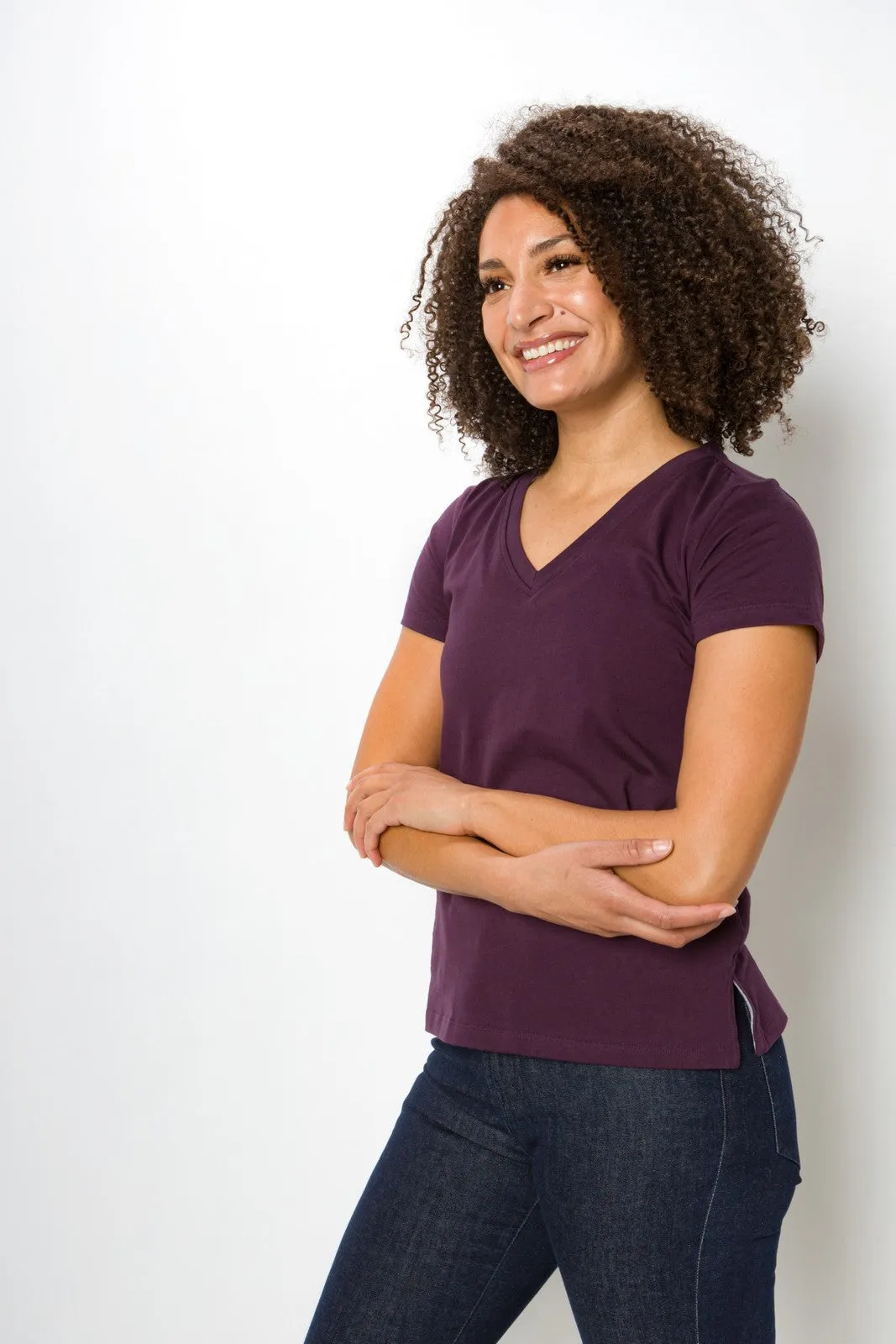 Vanessa Heavy Tee | Women's Anti-Stain Deep V-Neck T-Shirt