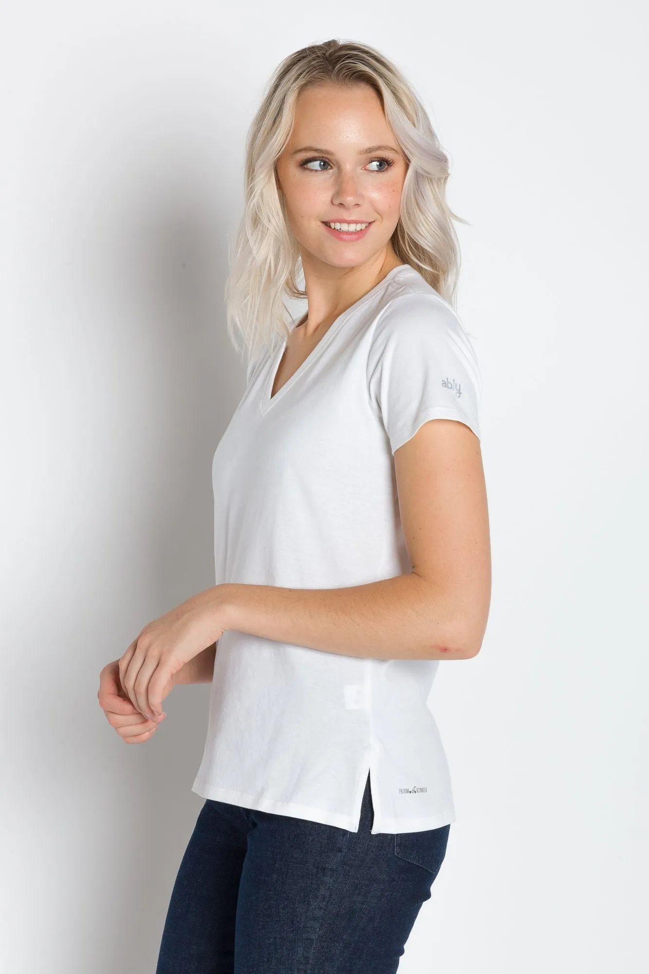 Vanessa Heavy Tee | Women's Anti-Stain Deep V-Neck T-Shirt