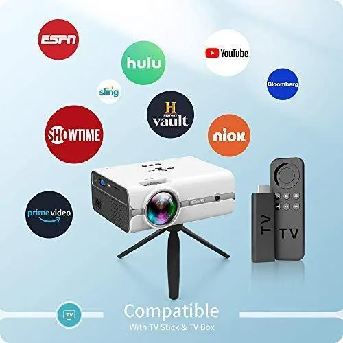 VANKYO Leisure 410 [Mini Tripod Included] Outdoor Projector with 1080P Supported, Portable Projector Compatiable with iOS/Android Connection, TV Stick, HDMI, PS5, VGA, USB for Home Entertainment