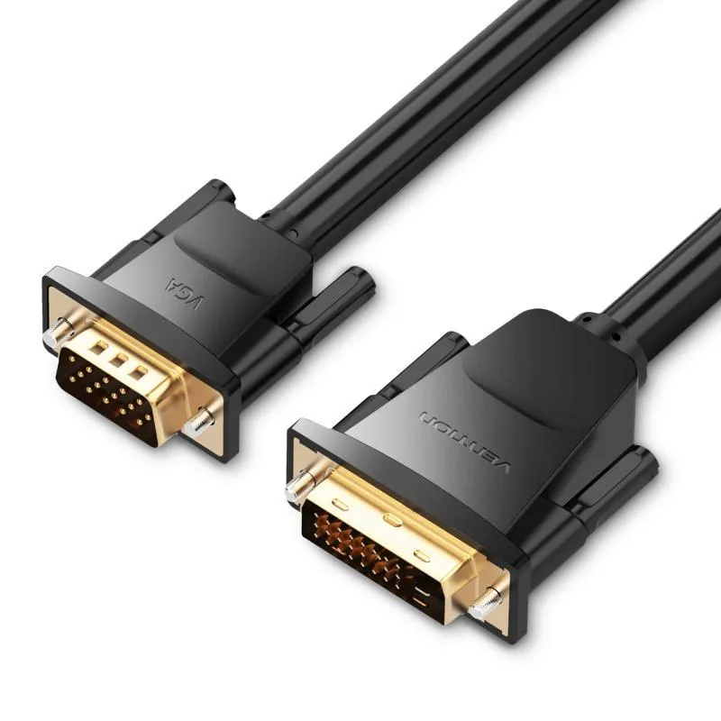 Vention 1080p 60Hz DVI (24 1) Male to VGA Male Gold Plated (EABB) Video Cable for PC, TV, Monitors, Laptops, Projectors (Available in 1M, and 1.5M)