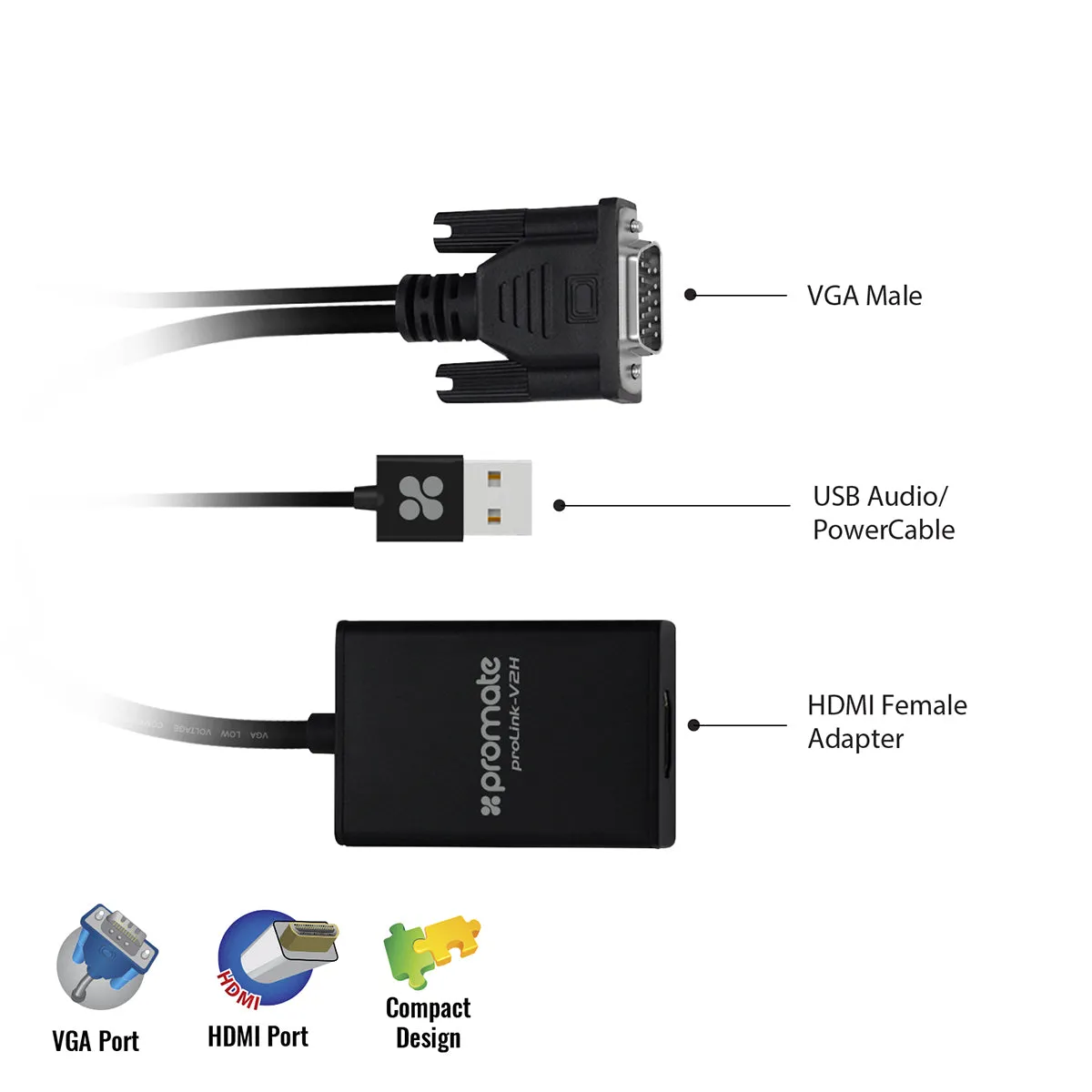 VGA-to-HDMI® Adaptor Kit with Audio Support