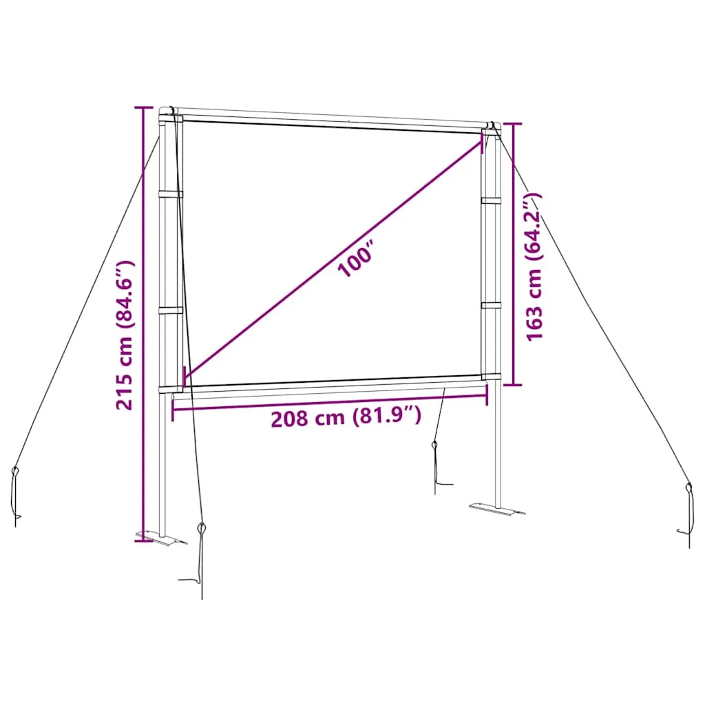 vidaXL Projection Screen with Stands 100 Inch 4:3
