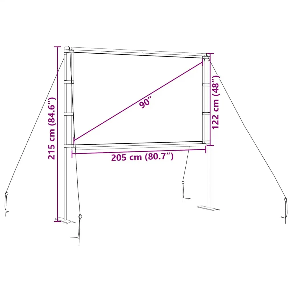 vidaXL Projection Screen with Stands 90 Inch 16:9