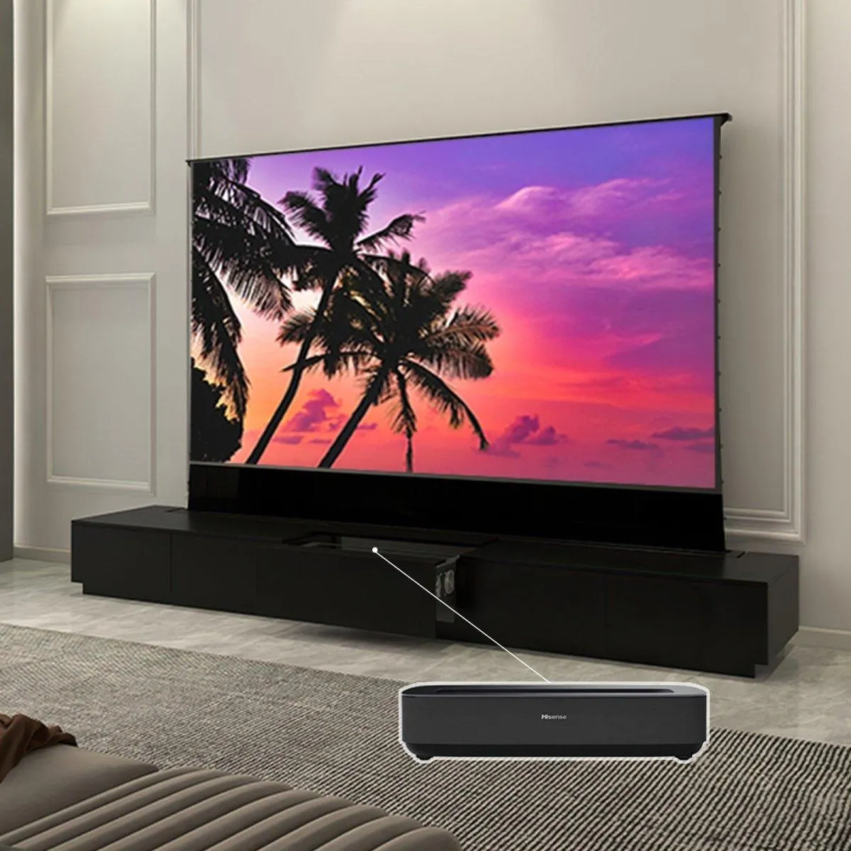 VIVIDSTORM Bundle-Projector&Screen&Motorised Laser TV Cabinet Monte Carlo