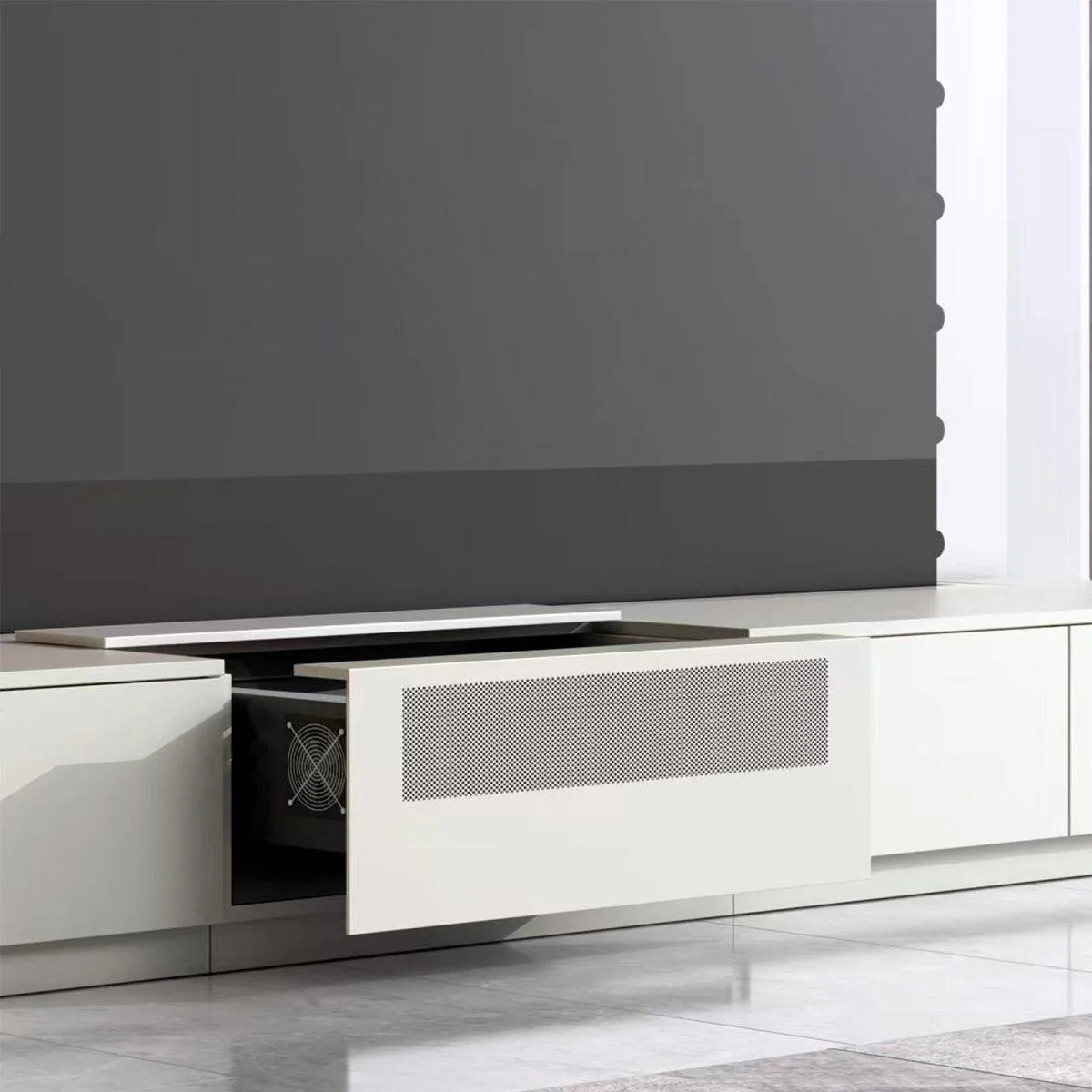VIVIDSTORM Bundle-Projector&Screen&Motorised Laser TV Cabinet Monte Carlo