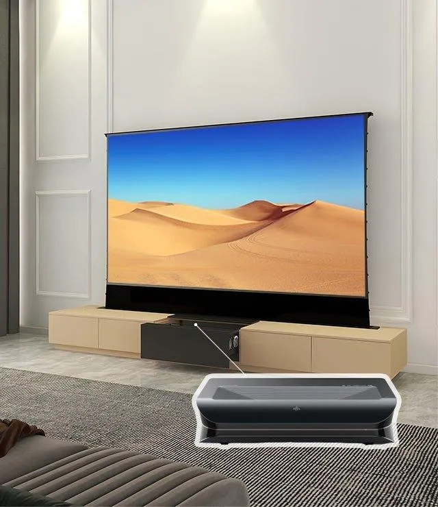 VIVIDSTORM Bundle-Projector&Screen&Motorised Laser TV Cabinet Monte Carlo