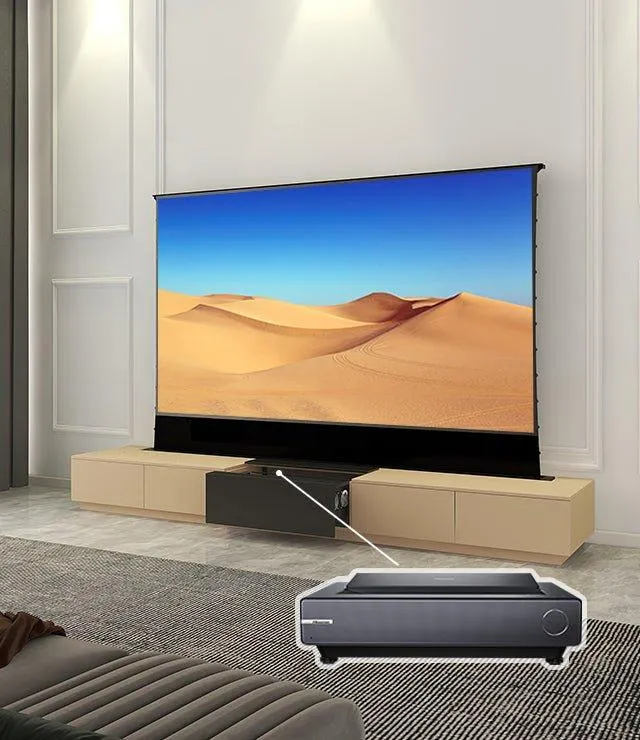 VIVIDSTORM Bundle-Projector&Screen&Motorised Laser TV Cabinet Monte Carlo
