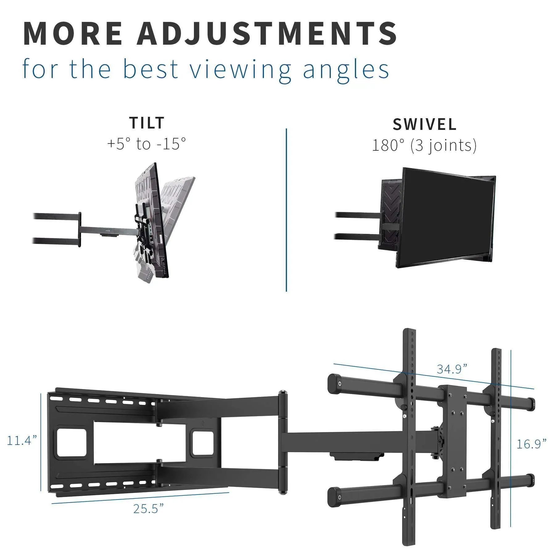 VIVO Long-Arm Adjustable TV Wall Mount, MOUNT-VW080L