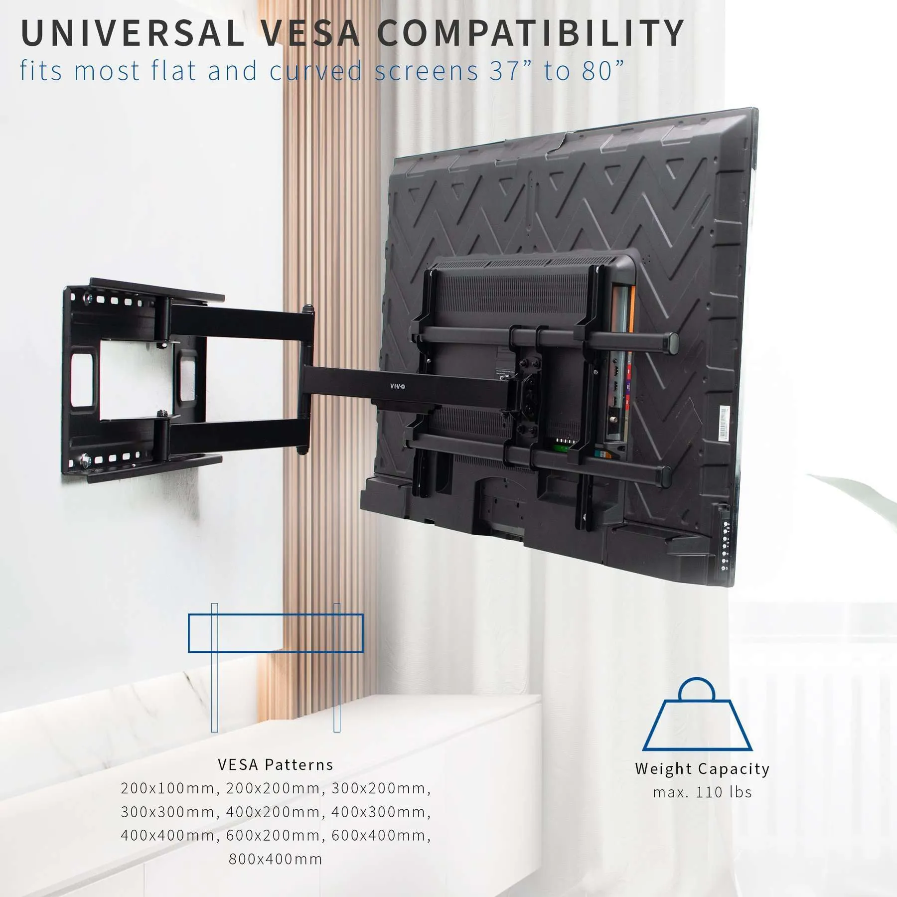 VIVO Long-Arm Adjustable TV Wall Mount, MOUNT-VW080L
