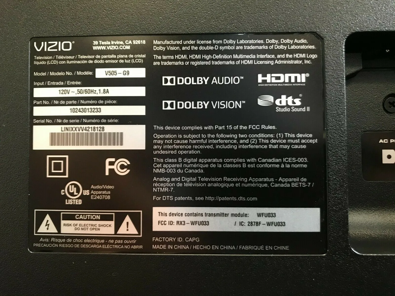 VIZIO V-Series™ 50” Class 4K HDR Smart TV | V505-G9 | Open Box | Local pick-up in Los Angeles area CANNOT SHIP!