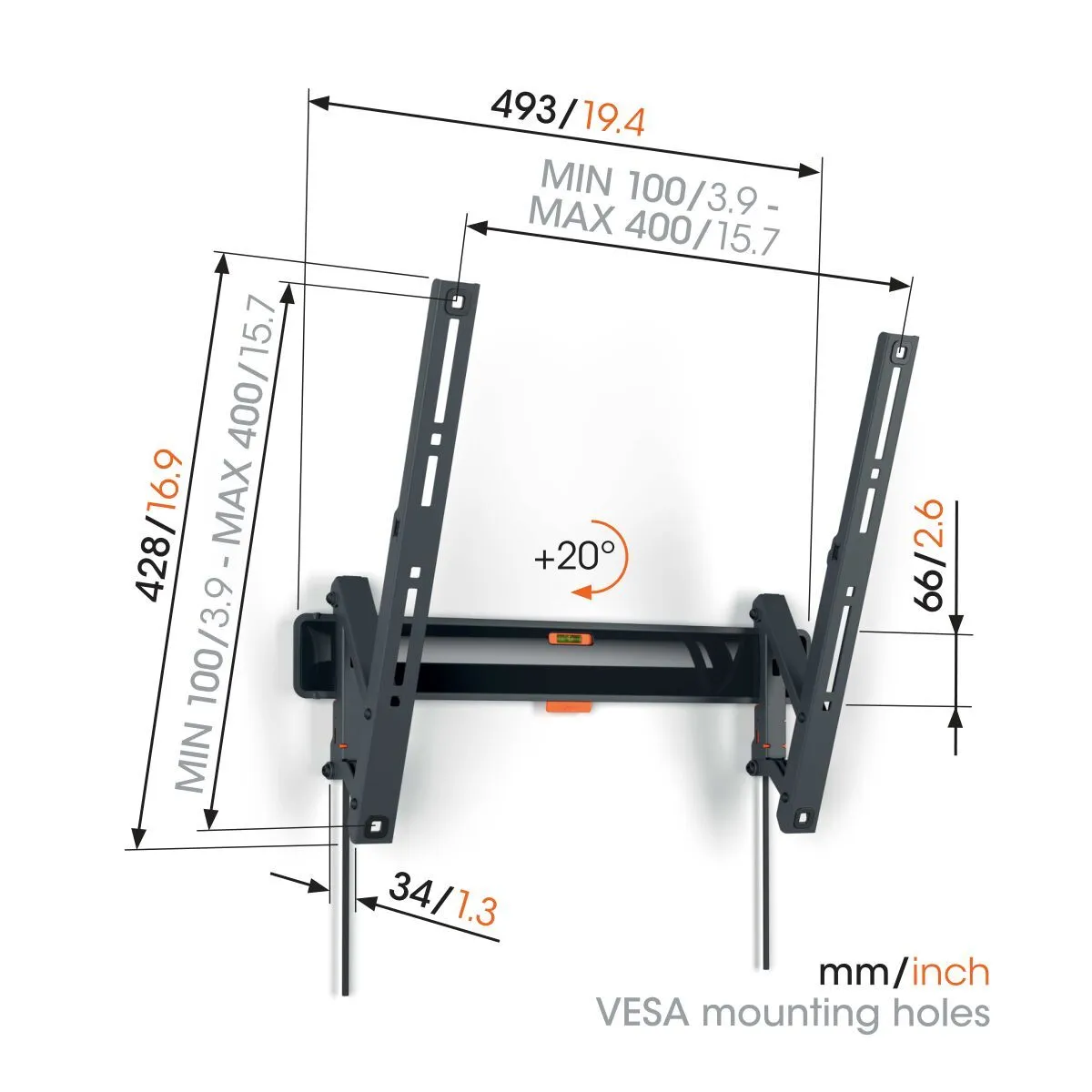 Vogels Comfort TVM 3415 Tilting TV Wall Mount for TVs from 32 to 65 inches