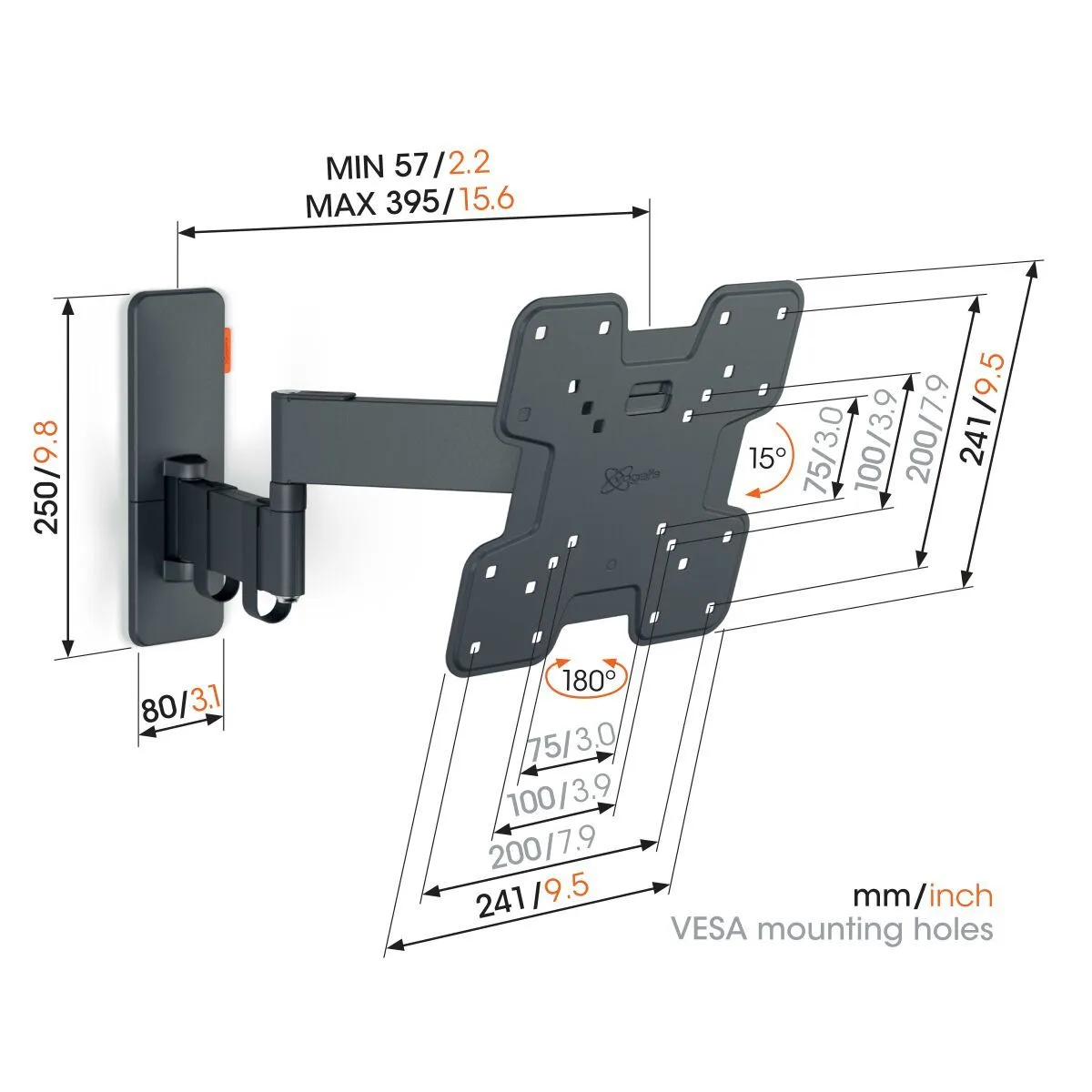 Vogels Quick TVM 1245 Full-Motion TV Wall Mount for TVs from 19 to 43 inches