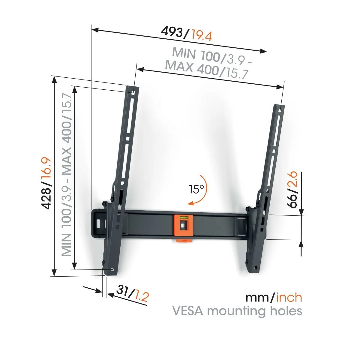 Vogels Quick TVM 1415 Tilting TV Wall Mount for TVs from 32 to 65 inches
