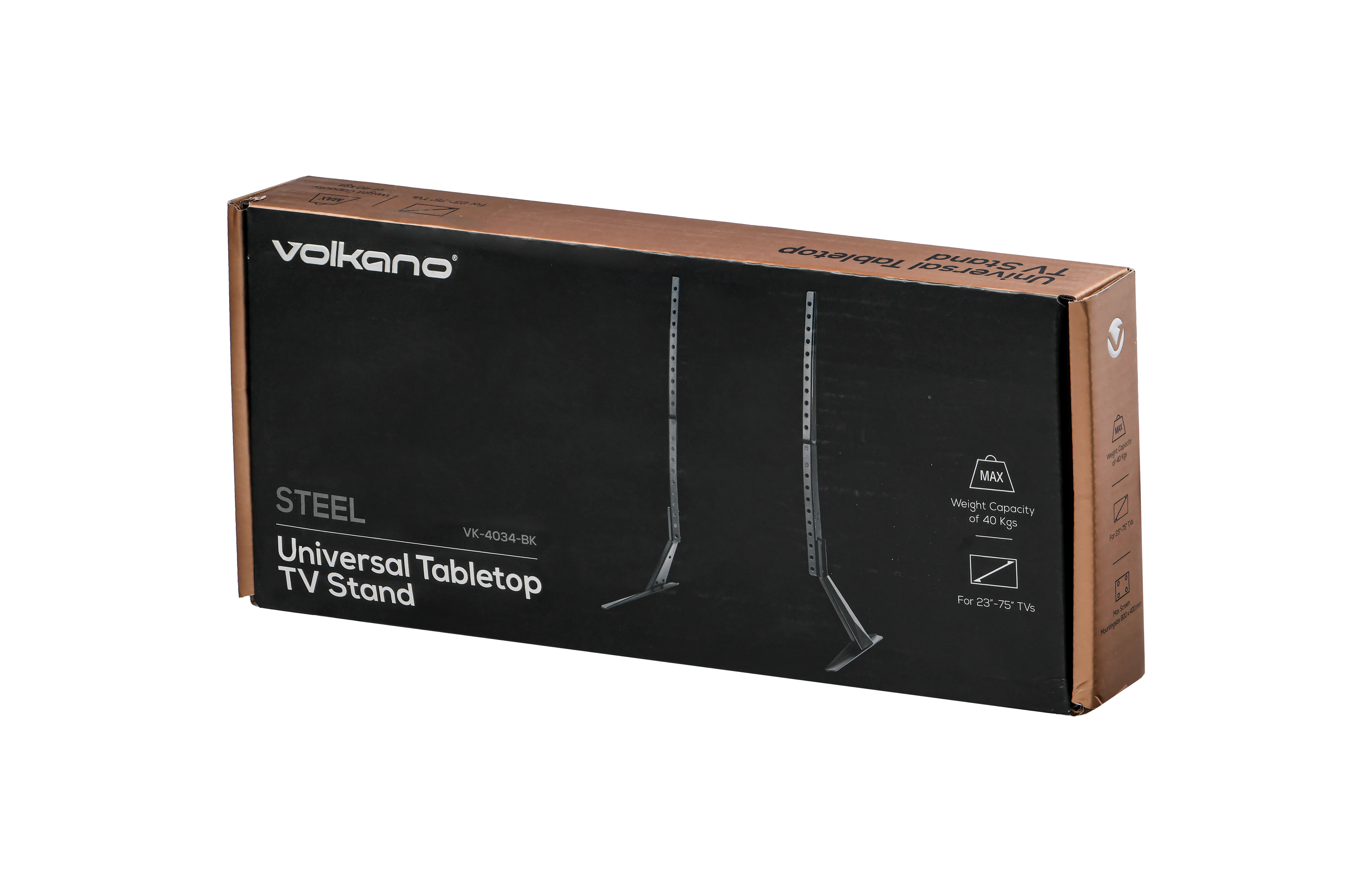 Volkano Steel series Universal Tabletop TV stand for 23” – 75” TVs.