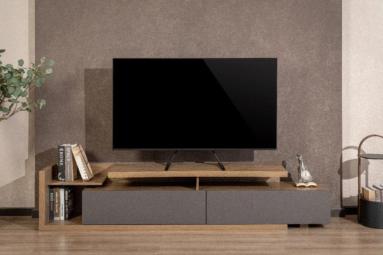 Volkano Steel series Universal Tabletop TV stand for 23” – 75” TVs.