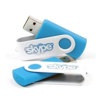 White Metal Coated Swivel USB Flash Drive