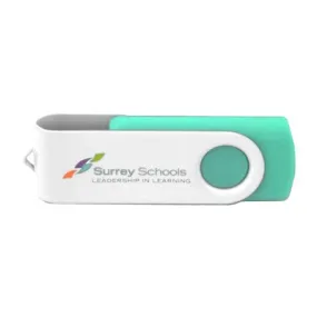 White Metal Coated Swivel USB Flash Drive