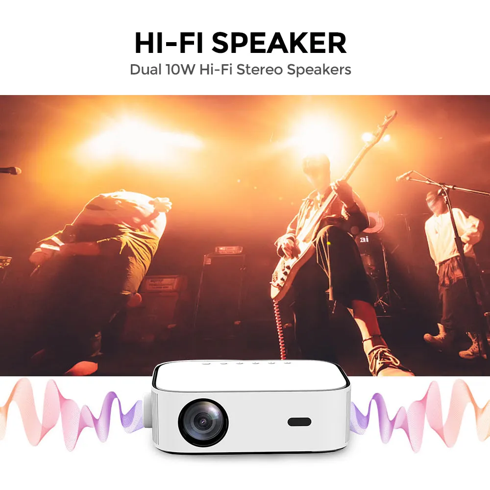 WiFi Projector[ 400 ANSI Lumens/ Screen Size 38-200 inch ] [Mobile Screen Mirroring ] Native Resolution 1080P Video Projectors