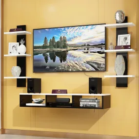Wooden Twist Wall Mounted TV Unit, Cabinet, with TV Stand Unit Wall Shelf for Living Room