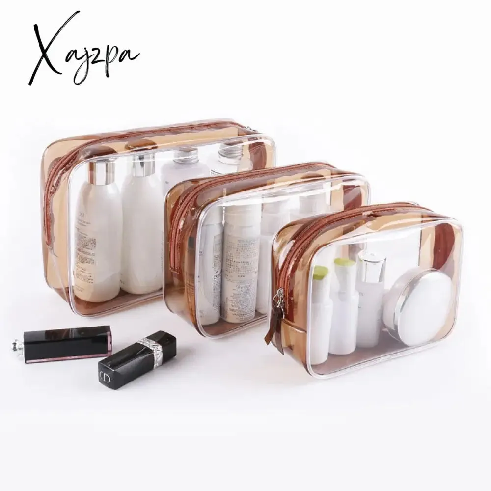 Xajzpa - PVC waterproof transparent cosmetic bag wash bath storage bag travel multi-function storage bag cosmetic handbag tool box