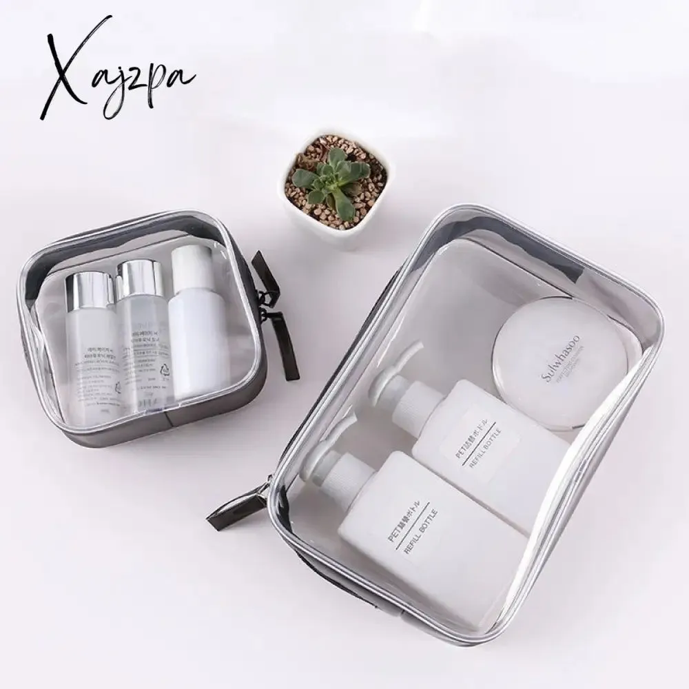 Xajzpa - PVC waterproof transparent cosmetic bag wash bath storage bag travel multi-function storage bag cosmetic handbag tool box