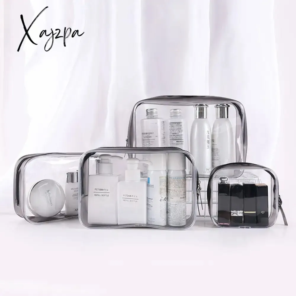 Xajzpa - PVC waterproof transparent cosmetic bag wash bath storage bag travel multi-function storage bag cosmetic handbag tool box