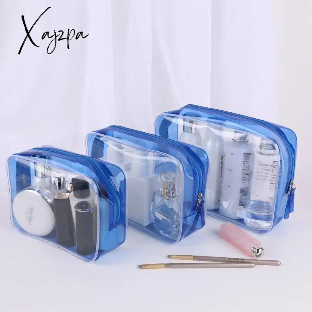 Xajzpa - PVC waterproof transparent cosmetic bag wash bath storage bag travel multi-function storage bag cosmetic handbag tool box