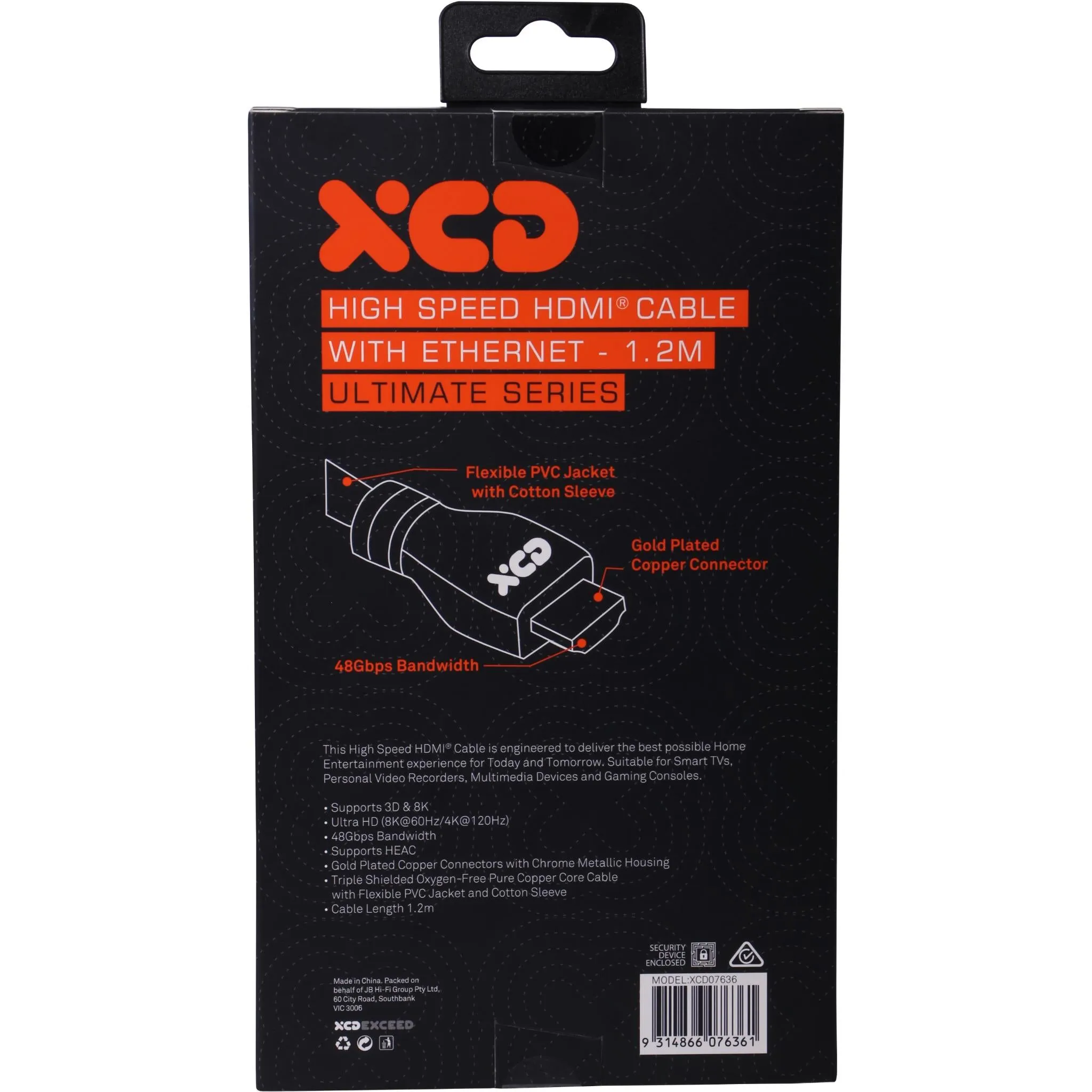 XCD Essentials Ultra High Speed Braided HDMI Cable 4K/8K 1.2m
