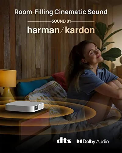 XGIMI Elfin Mini Projector, Ultra Compact 1080P Portable Projector 4K Input Supported for Movies & Gaming, Android TV 10.0, 600 ISO Lumens, HDR 10, Harman Kardon Speakers, Auto Keystone, Auto Focus