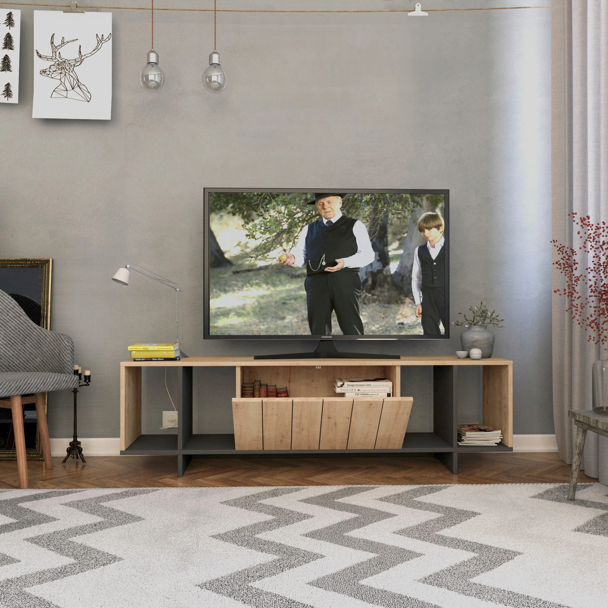 Zitano Modern TV Stand Multimedia Centre With Storage Cabinet 160cm