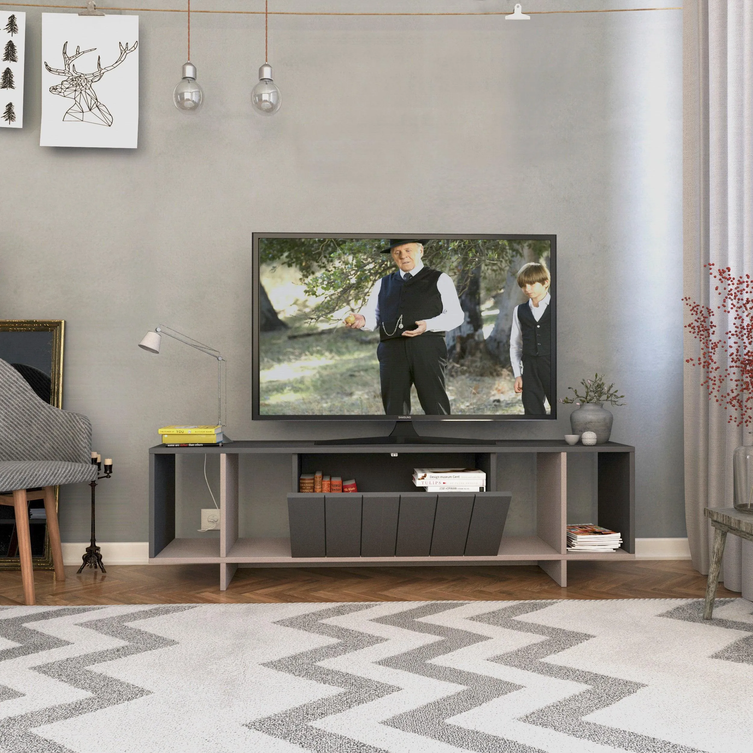 Zitano Modern TV Stand Multimedia Centre With Storage Cabinet 160cm