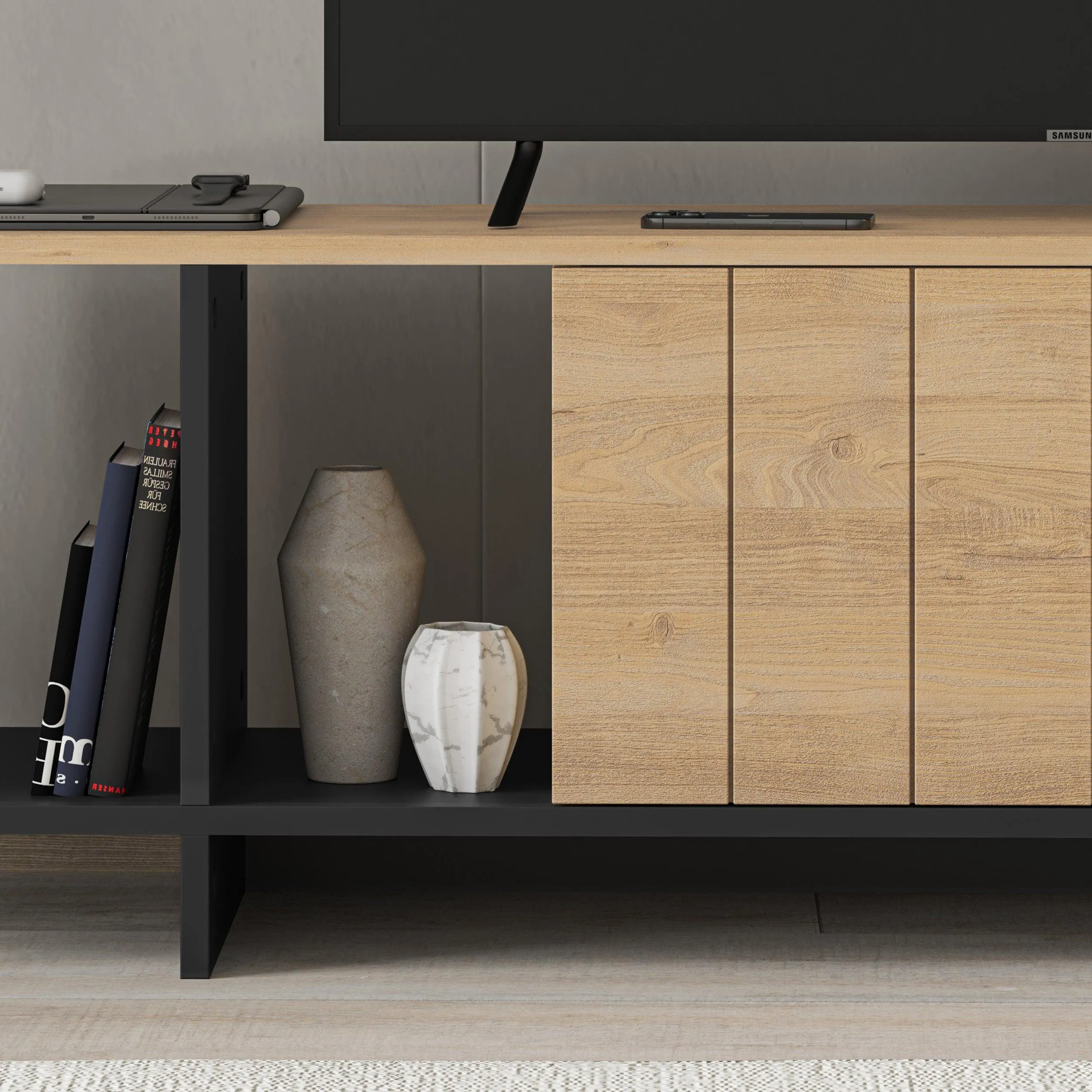 Zitano Modern TV Stand Multimedia Centre With Storage Cabinet 160cm
