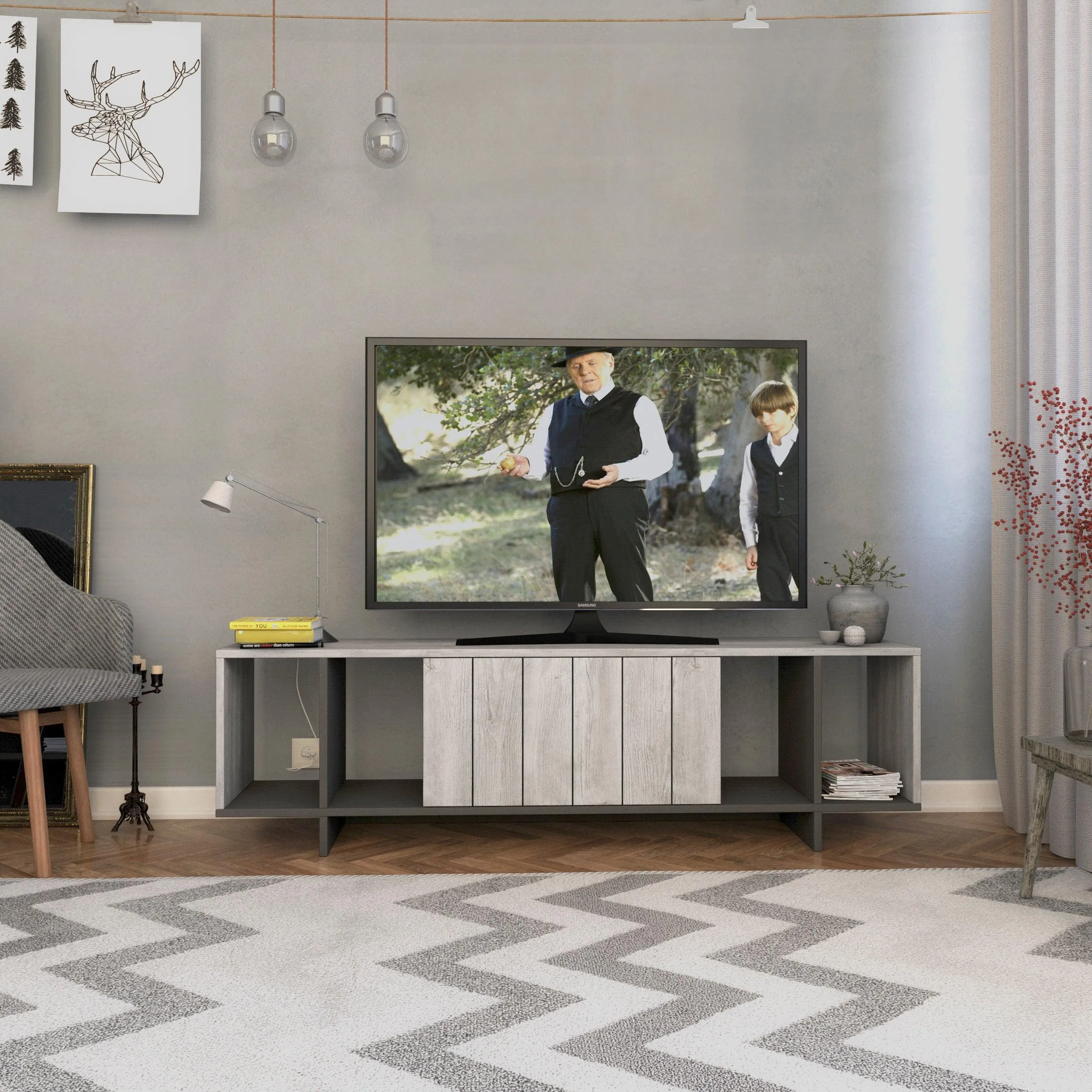 Zitano Modern TV Stand Multimedia Centre With Storage Cabinet 160cm