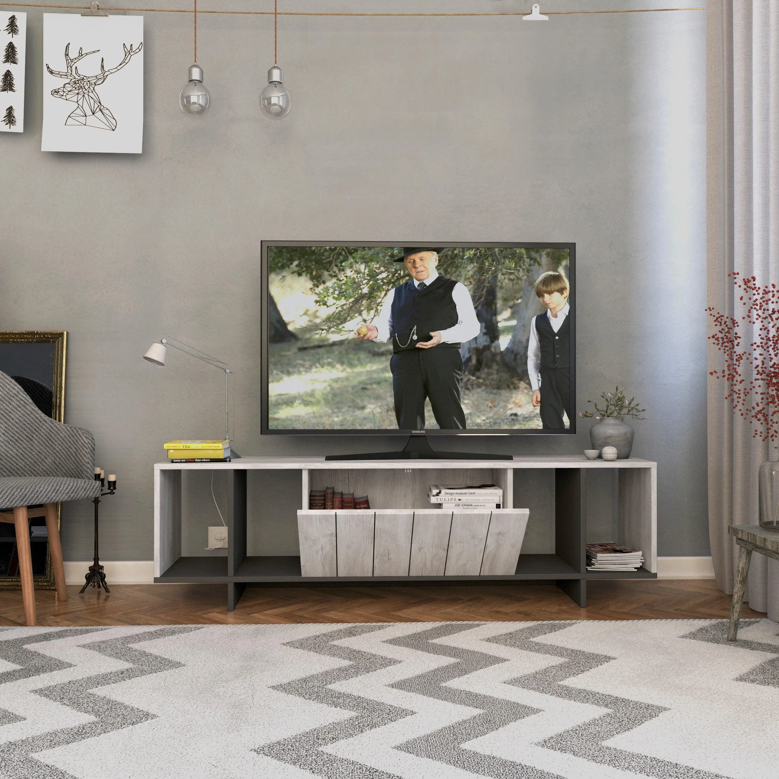 Zitano Modern TV Stand Multimedia Centre With Storage Cabinet 160cm