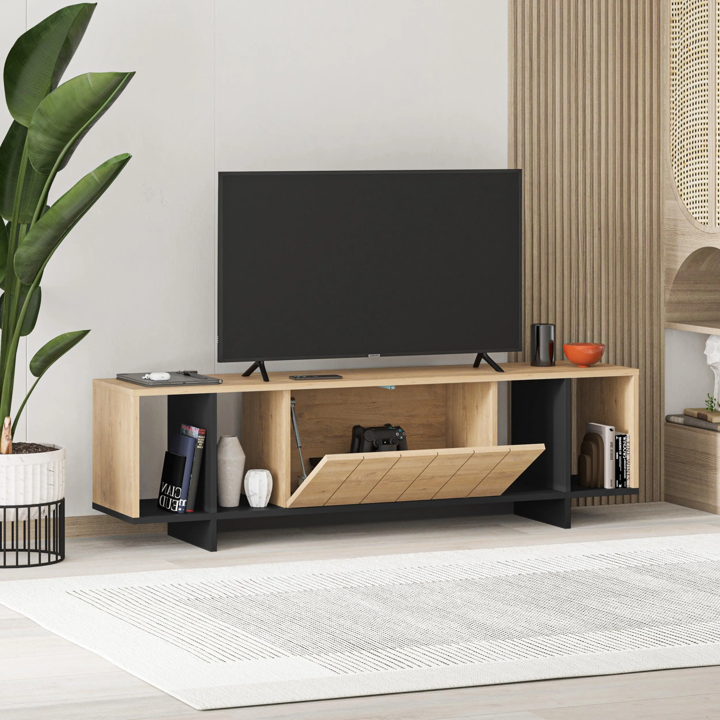 Zitano Modern TV Stand Multimedia Centre With Storage Cabinet 160cm