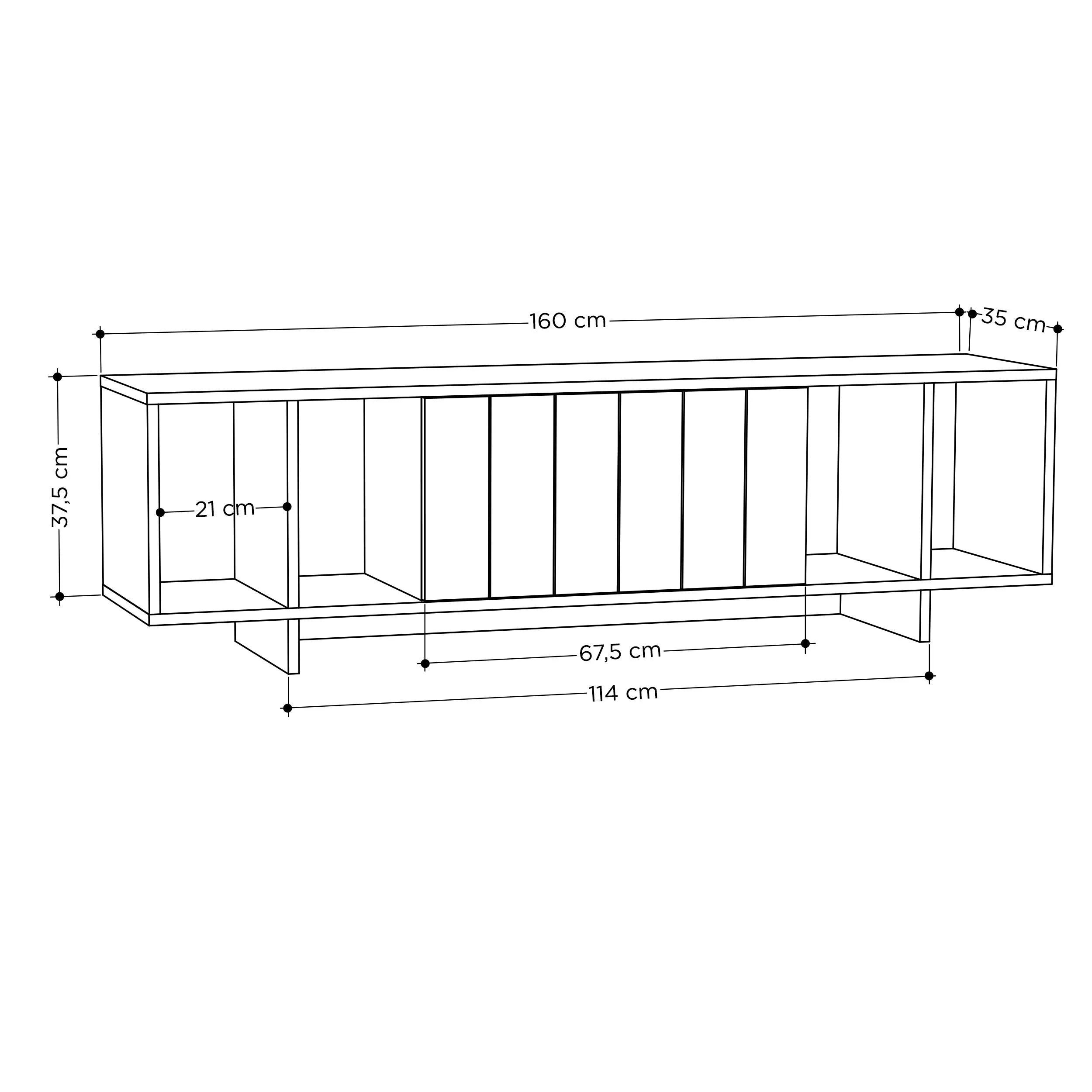 Zitano Modern TV Stand Multimedia Centre With Storage Cabinet 160cm