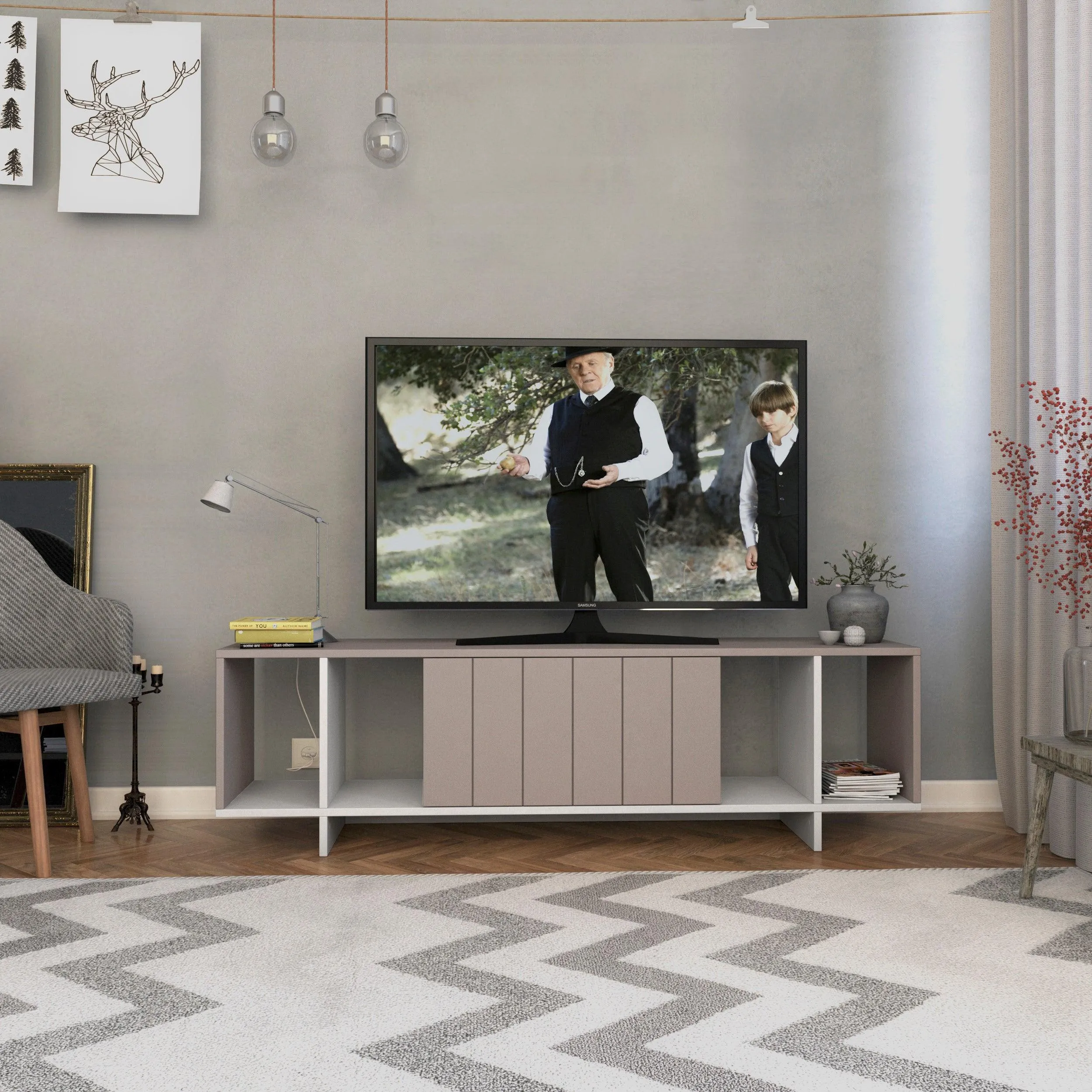 Zitano Modern TV Stand Multimedia Centre With Storage Cabinet 160cm