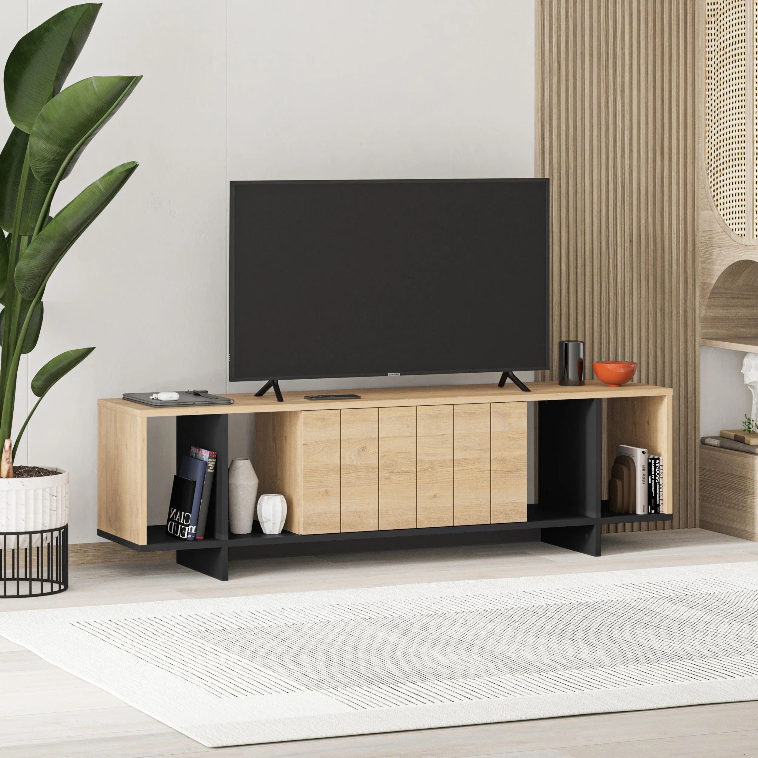 Zitano Modern TV Stand Multimedia Centre With Storage Cabinet 160cm